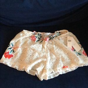 Lace/floral embroidered pj shorts